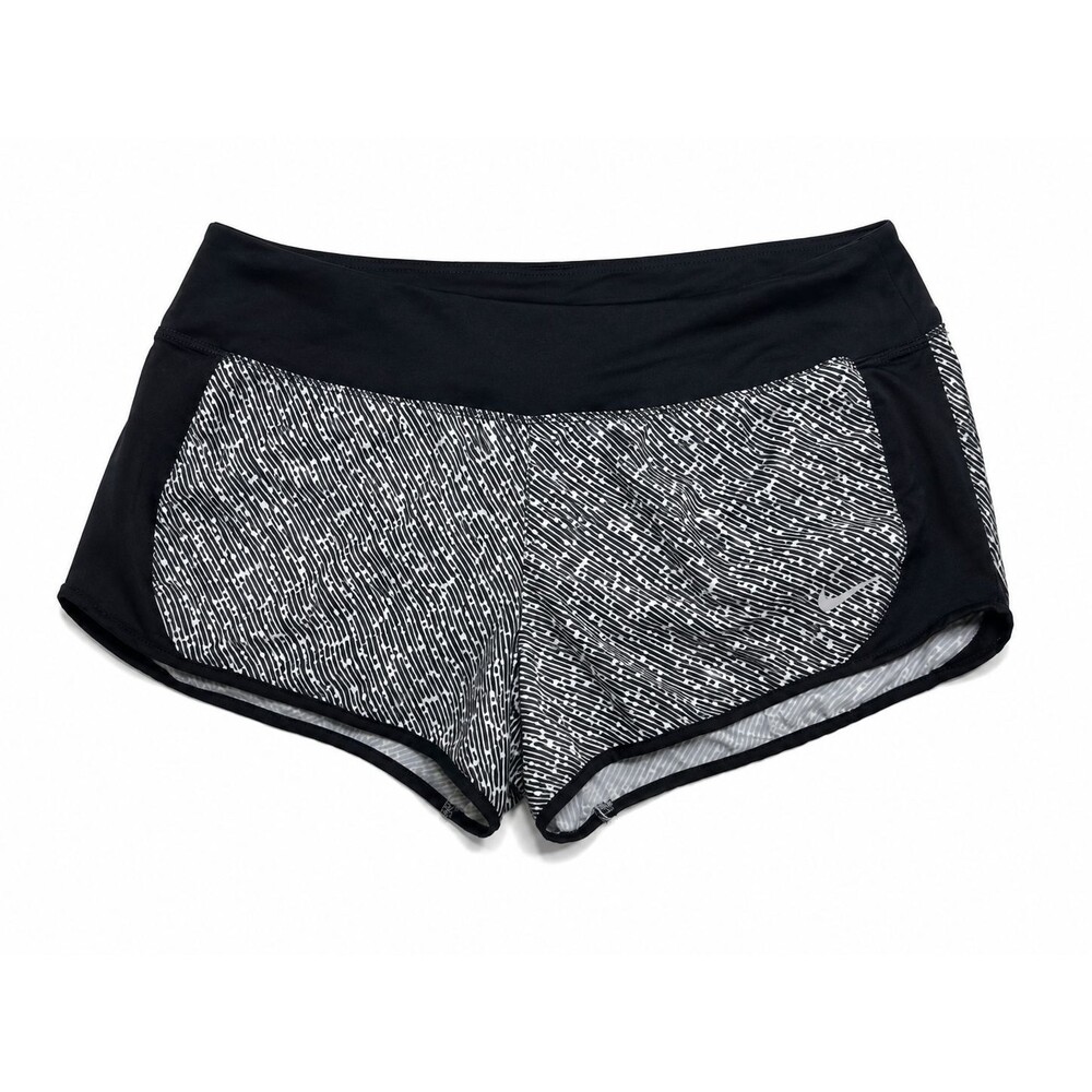 Nike Women’s Dri-FIT Athletic Shorts Gray Black Workout Running Size Large